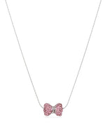 El Regalo Elegant & Cute Pink Bow Pendant Stainless Steel Chain Necklace for Girls/Women - Dazzling Cubic Zirconia Bow Necklace