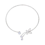 El Regalo Modern CZ Choker Necklace for Women & Girls | Minimalist Open Zircon Butterfly & Lariat Pearl Designs | Elegant Western Party Jewellery | Silver-Plated Statement Neckpiece | Ideal Birthday & Anniversary Gift (Butterfly Open Choker)
