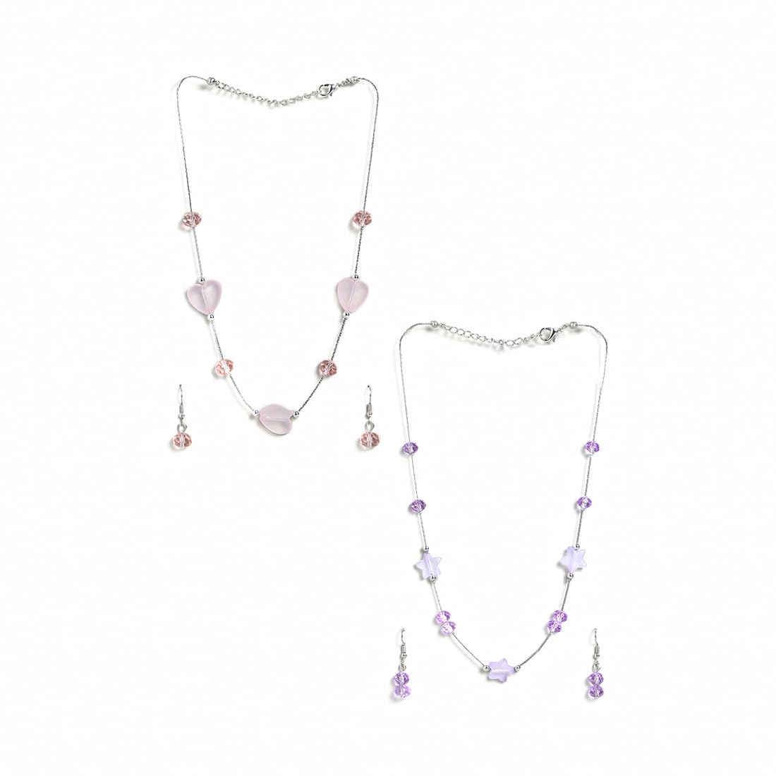El Regalo Kids Jewelry Combo Set of 2 Necklaces & 2 Earrings Pairs- Shimmering Crystals Beads Necklace & Earrings Jewelry Set for Kids/Girls & Teens (Option-8)