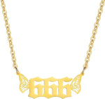 El Regalo Small Butterfly Wings Angel Number Necklace- Stainless Steel, Anti Tarnish, Angel Number Numerology Jewelry for Women & Girls (Angel Number 666)