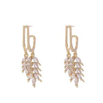El Regalo Brynlee Leaf Filigree Crystal Drop Leverback Earrings- Fashion Crystal Leaves Statement Earrings for Girls & Women