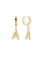 El Regalo Stainless Steel Bubble Name Initials Hoop Earrings- Anti Tarnish, Waterproof Name Letter Personalized Balloon Bubble Drop Earrings for Girls & Women (Name Initial- A)
