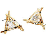 El Regalo Exquisite Triangle Crystal Zircon Earrings- Geometric Hollow Triangle Zircon Stud earrings for Women/Girls (Gold)