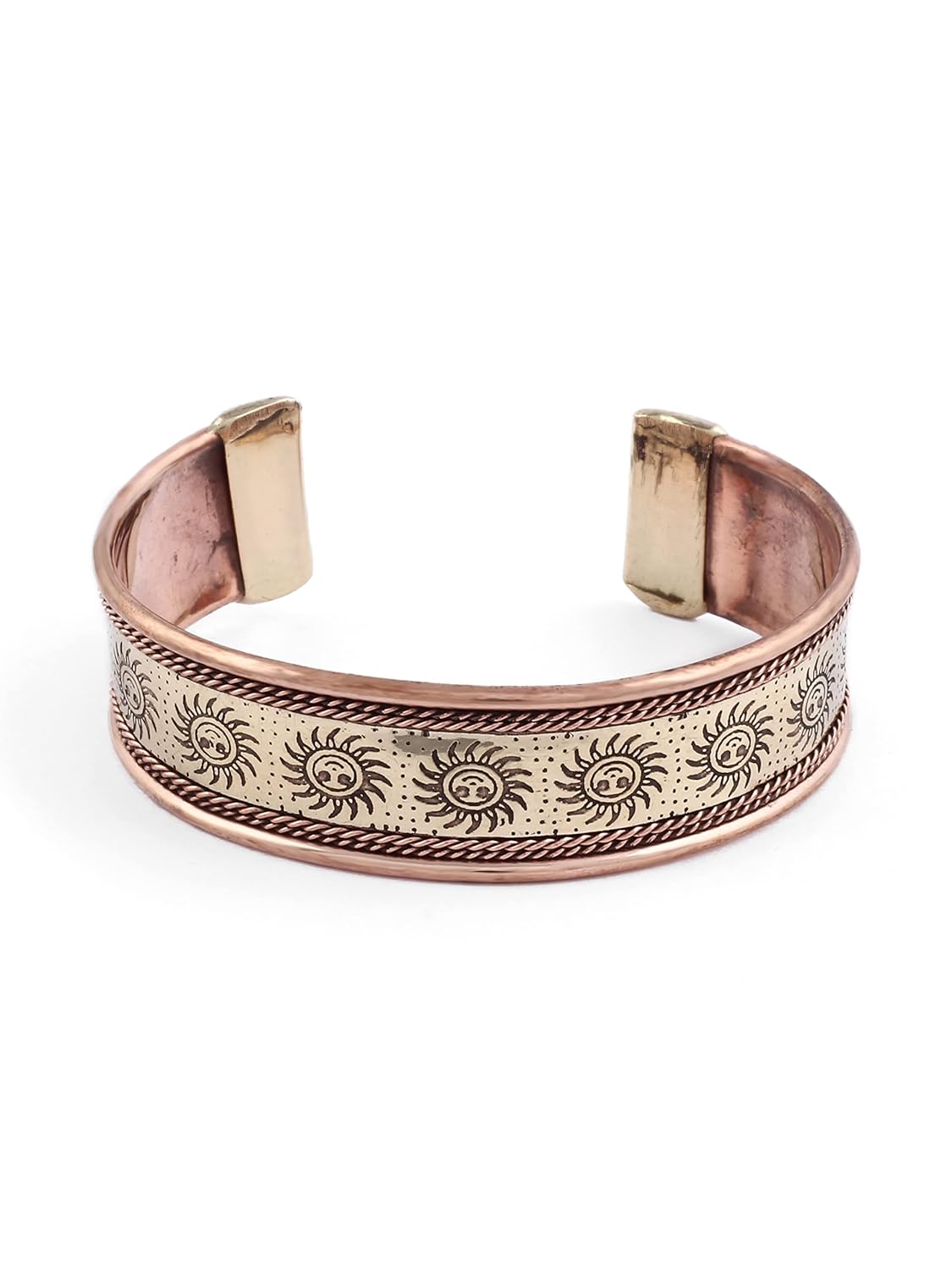El Regalo Copper Bracelet- Pure Copper Healing Meditation Unisex Broad Bracelet/Kada for Men & Women | Healing Religious Copper Kada (Sun Copper Bracelet)