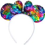 El Regalo Kids Sequin Mouse Ear Hairband with Bow for Girls | Cute Cartoon Mouse Headband | Glitter Party Hair Accessory | Fancy Dress Hair Band for Birthday, Theme Party, Halloween, Christmas & Photoshoot
