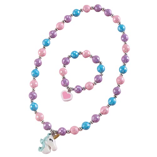 El Regalo 2 PCs Kids Girls Colorful Jewelry Sets - Kids Candy Color Unicorn, Mermaid, Rainbow themes based Necklace & Bracelets Sets for Girls & Toddlers (Unicorn Necklace & Bracelet)