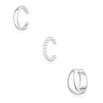 Moodear 3pcs Thick/Thin Ear Cuffs Non-Piercing for Women - Dainty 14K Gold Plated Cuff Earring Trendy Cubic Zirconia Ear Cuff for Women Cartilage Jewelry Gift, Large, Brass, No Gemstone