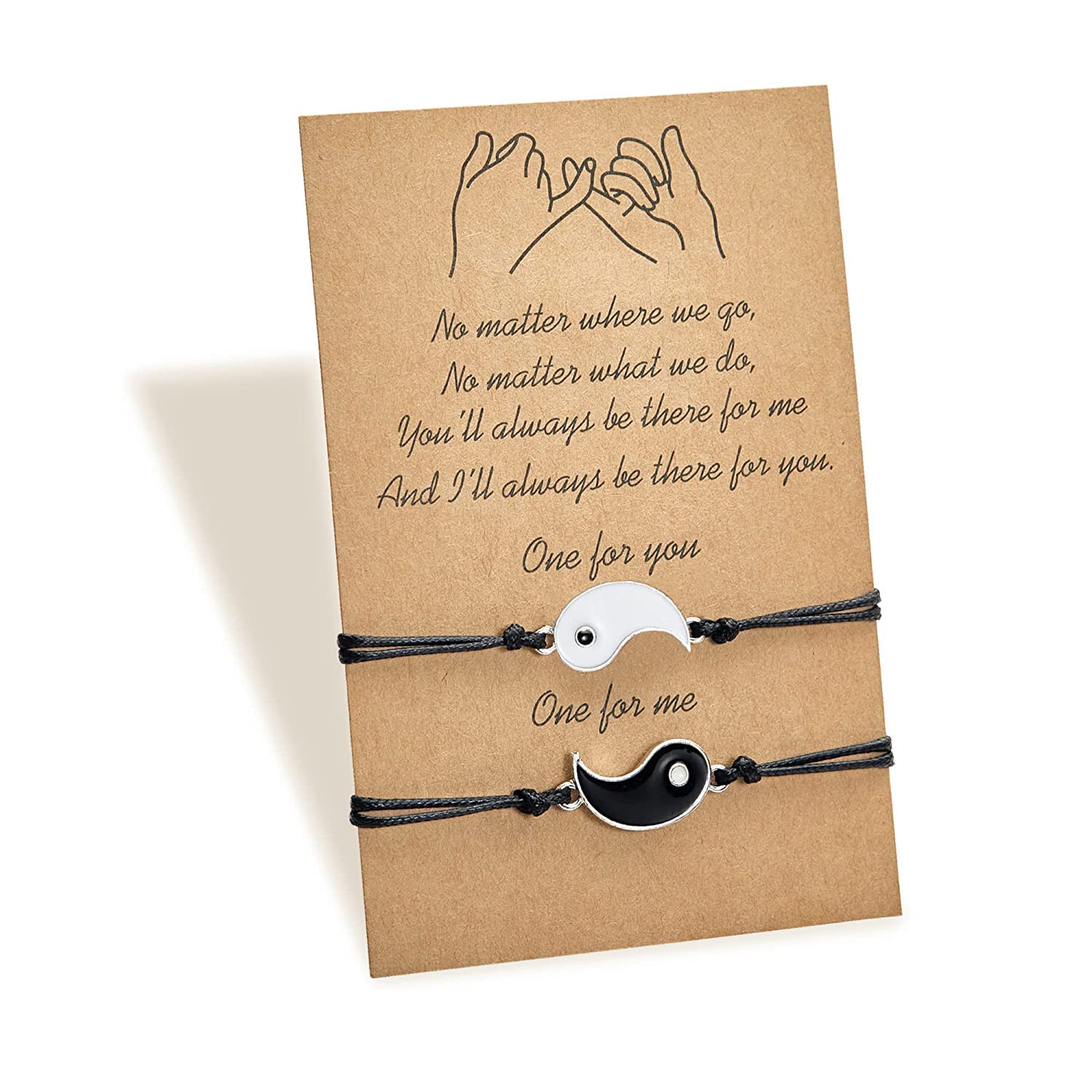 El Regalo Pinky Promise Distance Matching Bracelets for Best Friends, Couples, Family, Women, Men, Teens, Girls & Boys (Yin Yang)