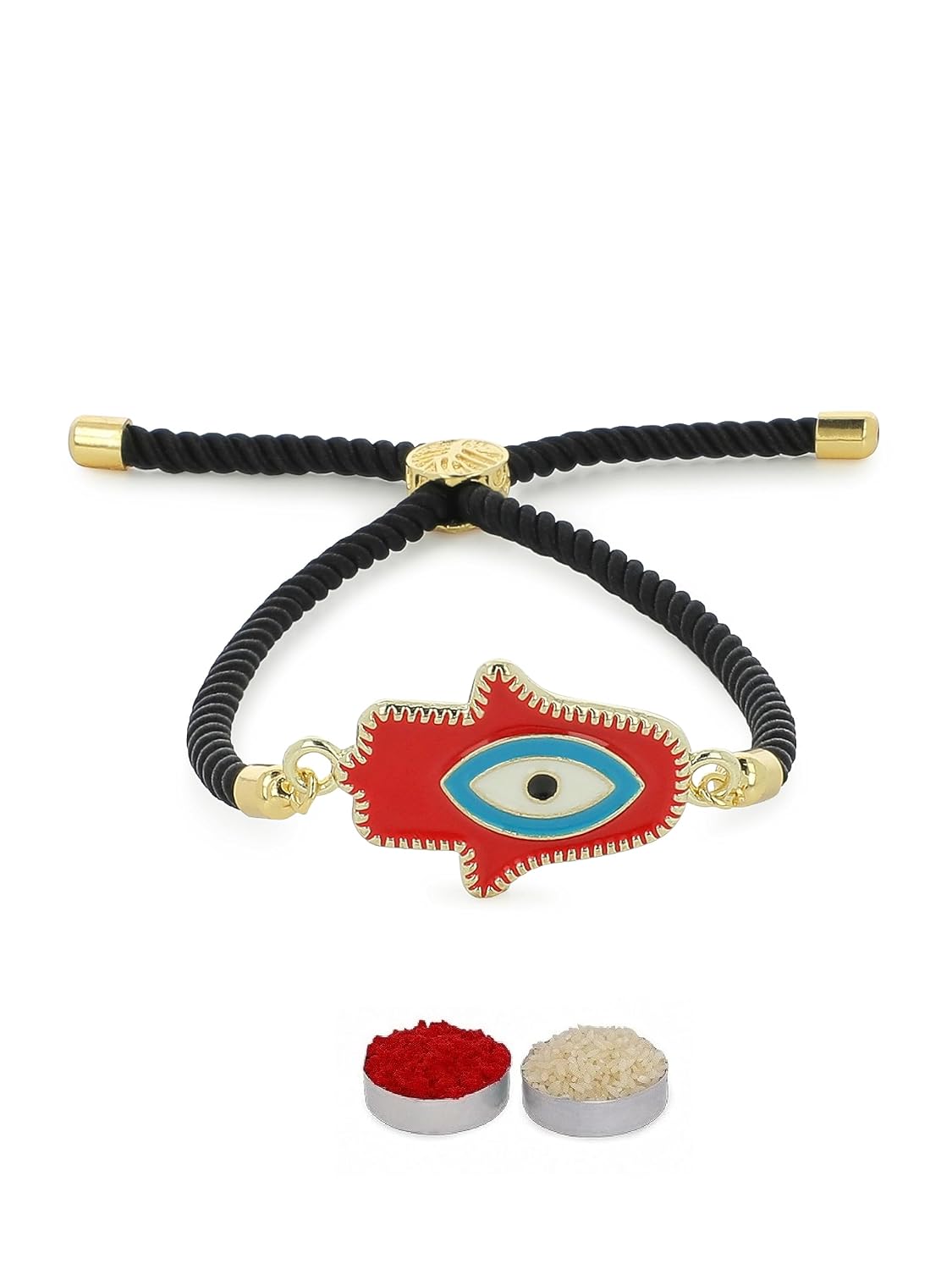 El Regalo Fancy 1PC Evil Eye Rakhi with Roli Chawal & Rakhi Message Card - Lucky Protection Rakhi to Avoid Negative Energies for Brother/Sister-in-Law/Niece or Nephew (Style-3)
