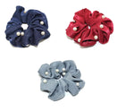 El Regalo 3 PCs Satin Silk Pearls Hair Scrunchies for Women/Girls- No Damage Silk Hair Ties with Delicate Pearls - Soft, Smooth & Shiny Hair Accessories (Color option-2)