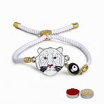 El Regalo Designer Evil Eye Lion Kids Rakhi for Brother- Cute Evil Eye Lion Rakhi with Roli Chawal Shagun, Rakhi Message Card in Rakhi Gift Box for Little Brother (White)