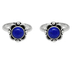 El Regalo Flowers Toe Rings For Women | Stones Toe Rings | Oxidized German Silver Flower Toe Rings Set with Stones (1 Pairs) for Women (Blue Stones)