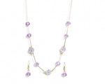 El Regalo 2PCs Crystals Beads Necklace & Earrings Jewelry Set for Kids/Girls & Teens - Shimmering/Matt Crystal Beads Fancy Jewelry Set (Purple Crystals)
