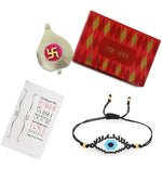 El Regalo Evil Eye Miyuki Seed Beads Rakhi for Brother | Handmade 100% Authentic Japanese Miyuki Seed Beads Rakhi with shagun, Card in Rakhi Gift Box (Black Evil Eye)