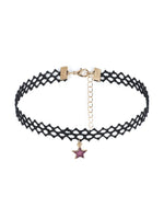 El Regalo 1PC Black Lace Tattoo Choker Necklace with Cute Charms for Kids, Girls, Teens, Women - Vintage Bohemian Style Adjustable Choker (Red Flower Choker)