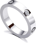 El Regalo Fashion Classic Titanium Steel Women Stacking Ring- Anti Tarnish/Waterproof Cubic Zirconia Stainless Steel Promise Ring for Girls & Women (Silver, 8)
