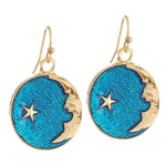 El Regalo Starry Crescent Moon & Star Planet Celestial Earrings for Girls & Women- Crescent Moon Enamel Earrings (Blue Moon)