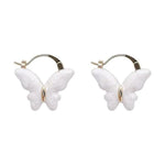 El Regalo Elegant Butterfly Hoop Earrings for Girls & Women- Exquisite White Enamel Butterfly Hoop Earrings
