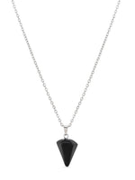 El Regalo 1PC Natural Stones Pointed Pendulum Unisex Pendant Necklace- Natural Healing Stones Peandant Chain Necklaces- Reiki healing/Feng shui (Black Onyx)