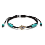 El Regalo Lucky Evil Eye Braided Adjustable Strand Black & Red String Turquoise Bracelet for Unisex Adult