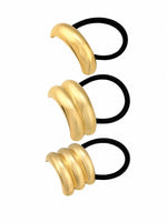 El Regalo 3PCS Gold Hair Ties, Metal Hair Ties for Thick Hair, Elegant Durable Geometric Design, Gold Hair Accessories Stretchy and Non-Damage Ponytail Cuff Holders, 3 Styles in Box