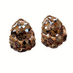 El Regalo Chocolate Rhinestone Encrusted Semi Hoop Earrings for Women & Girls- French Retro Elegant Geometric Faceted Crystals Inlay Versatile Earrings