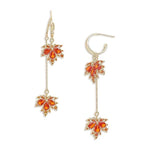 El Regalo Gold Open Hoop Fall Maple Leaf Dangle Earrings - Elegant Sparkling Crystal Cubic Zirconia Rhinestone Earrings for Women
