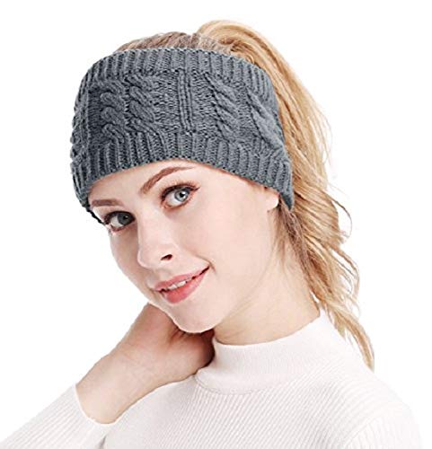 El Regalo Knitted Headwrap Wool Blend Headband Ear Warmer Hair Muffs Band for Unisex (Dark Gray)