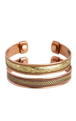 El Regalo Unisex 2PCs Pure Copper Magnetic Bracelet Combo Set for Joint Pain Relief/Arthritis - Slim Minimalist Style - Adjustable Magnetic Therapy Healing Copper Fashion Jewelry (Option-2)