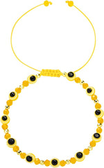 El Regalo 1 PC Evil Eye with Crystals Beads Adjustable Unisex Bracelet for Girls/Boys/Men/Women (Yellow)