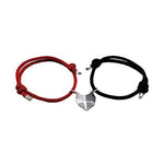 El Regalo Unisex 2 Pcs Heart Couples Magnetic Bracelet for Couples/Besties/Friends - Red & Black Matching Bracelets Friendship Distance Magnetic Love Heart Jewelry