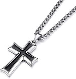 El Regalo 1 PC Men's Stainless Steel Necklace for Boys/Men- Gift for Him- Razor, Rings, Football, Cross (Cross Style2)