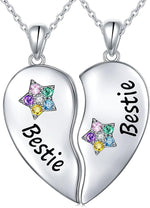 El Regalo 2 Pcs Best Friends Stones Stars Heart Matching Bestie Pendant Necklaces For Bff/Soul Sisters/Best Friends For Girls (Non Magnetic)