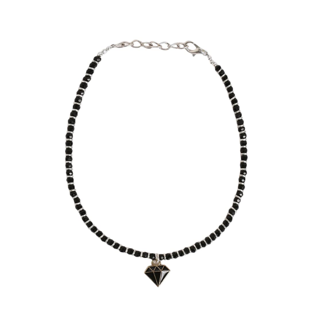 El Regalo 1 Leg Nazaria Charms Anklet - 1 PC Nazarbattu, Nazaria Fashion Anklets with Enameled Charms- Hamsa Hand, Star, Diamond for Women & Girls (Black Diamond Anklet)