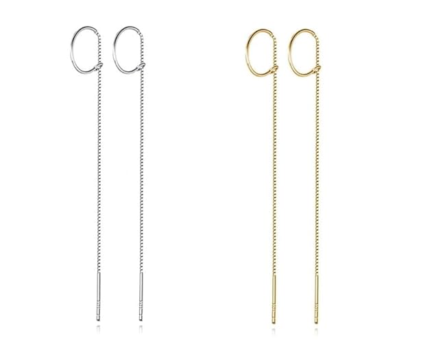 El Regalo Women's & Girl's Minimalist Threader Earrings- Unique & Elegant Sui Dhaga Threader Earrings (Gold & Silver)