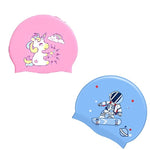 El Regalo 2 PCs Kids Swimming Caps Set- Silicone Swimming Hat for Girls Boys Waterproof Bathing Caps for Long & Short Hair with Unicorn, Astronaut, Heart, Fairy Mermaid (Unicorn & Astronaut)