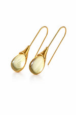 El Regalo Beverly Mint Designs Minimalist Teardrop Drop Earrings for Women & Girls - Classy Pastel Glass Stone Dangle Hooks for Western & Indo-Western Outfits (champagne Yellow)