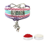 El Regalo Multi-layered Unicorn Infinity Love Charm Rakhi for Brother/Sister/Niece/Nephew with Roli Chawal in Rakhi Gift Box (Purple Unicorn)