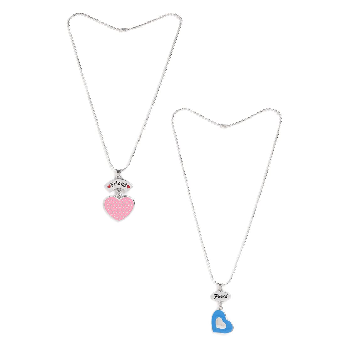El Regalo 2 PCs Best Friend BFF Enamel Hearts Unisex Pendant Necklaces Set for Kids/Girls/Boys/Besties/Soul Sisters (Option-2)