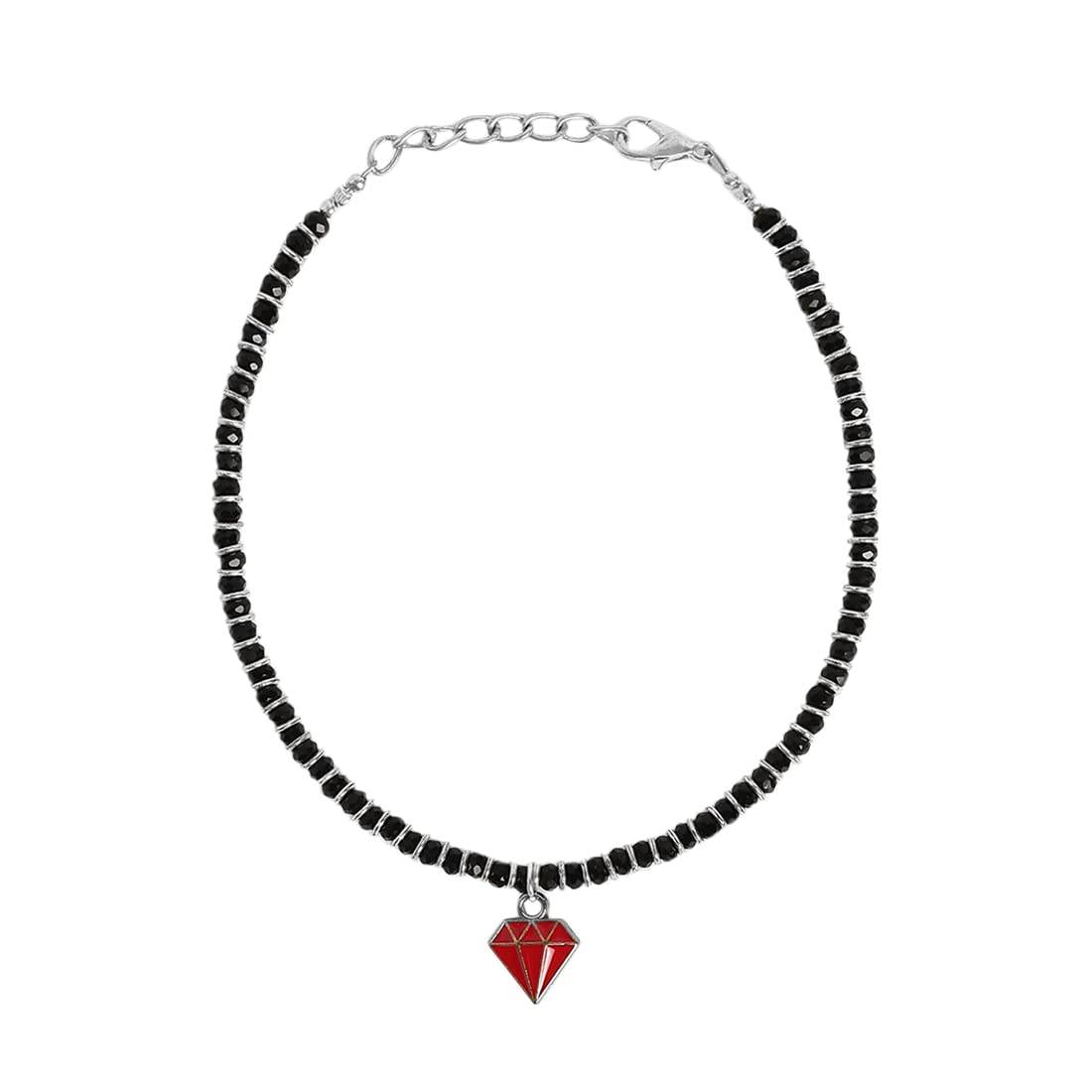 El Regalo 1 Leg Nazaria Charms Anklet - 1 PC Nazarbattu, Nazaria Fashion Anklets with Enameled Charms- Hamsa Hand, Star, Diamond for Women & Girls (Red Diamond Anklet)
