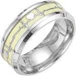El Regalo Luminous Stainless Steel Ring- Heartbeat ECG Glow in The Dark Statement Ring for Men & Women- Band Ring Comfort-Fit for Men Women- Stacking Rings Bands, Finger Ring (20)