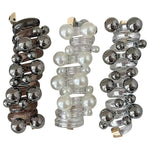 El Regalo 3PCs Stretchy Pearl Spiral Braided Telephone Scrunchies Ponytail Holders, Hair Ties for Kids Girls/Teens & Women - Black, White & Silver