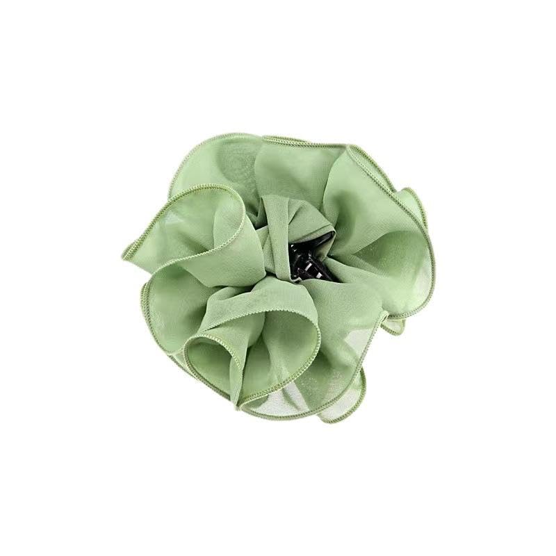 El Regalo 1pc Bohemian Large Flower Hair Claw Clip for Women & Girls - Elegant Multi-Layer Floral Shark Clip, Strong Grip Updo Accessory for Festive, Wedding, Party & Regular Use (Green)