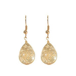 El Regalo Womens Handmade Glass Dried Flowers Gypsophila Earrings(Life Tree)- Beautiful Real Dried Flowers Pressed Drop Earrings (Golden Yellow Drop)