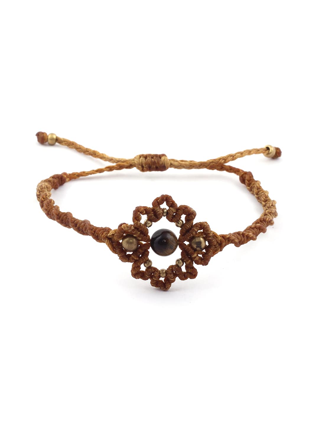 El Regalo Natural Gemstone Tiger Eye Anklet for Girls & Women | Designer Bohemian Style Tiger Eye Adjustable Ankle Bracelet for Girls & Women