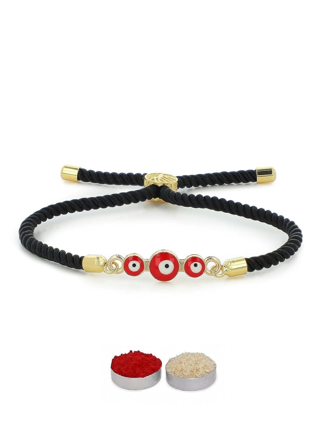 El Regalo 1PC Evil Eye Rakhi for Brother with Roli Chawal & Rakhi Message Card - Minimalist rakhi for Brother/Sister-in-Law/Niece or Nephew (Style-5)