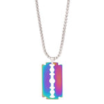 El Regalo 1 PC Men's Stainless Steel Rainbow Razor Necklace for Boys/Men- No Rust/Anti Tarnish Stainless Steel Jewelry for Men- Gift for Him