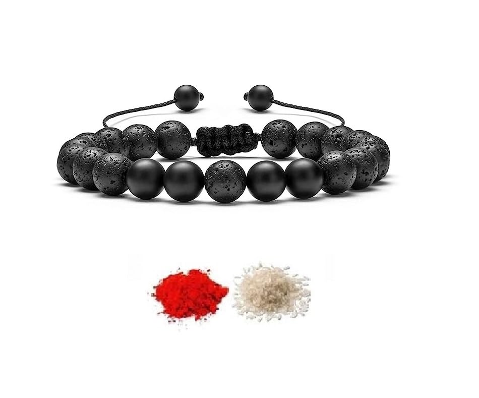 El Regalo Natural Stones Bracelet Rakhi for Brother- Handmade Rakhi with Roli Chawal Shagun, Message Card in Rakhi Gift box for Bhaiya/Bhai/Brother (Option-5)