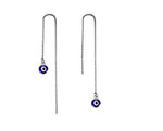 El Regalo Evil Eye Threader Earrings for Girls & Women | Blue Evil Eye Threader Long Drop Ear Line Dangle Earrings for Girls & Women