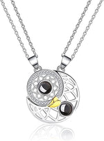 El Regalo BF Magnetic Sun Moon Matching Couple Necklace Set- Best Friend 2 PCs Necklaces Set for Besties/Best Friends/Couples (Silver) For Unisex Adult